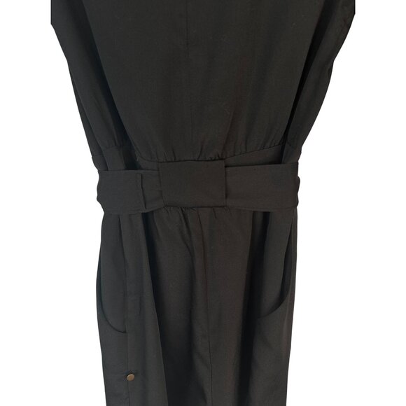 2/$30 5148 Black Small Polyester Mini Romper Waist Sash Front Tie & 3/4 Sleeves - Picture 10 of 16